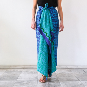 Hand painted Batik SARONG Green - Blue