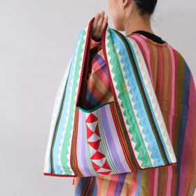 Lahu applique hand-stitched Yam, teal & lavender