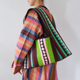 Lahu applique hand-stitched Yam, teal & lavender