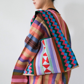 Lahu applique hand-stitched Yam, red & mint