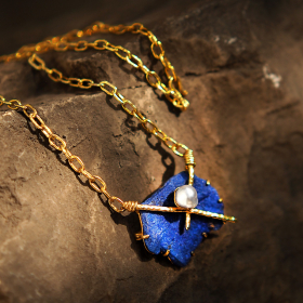 Lapis lazuli sea pearl necklace