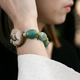 Green agate beads bracelet